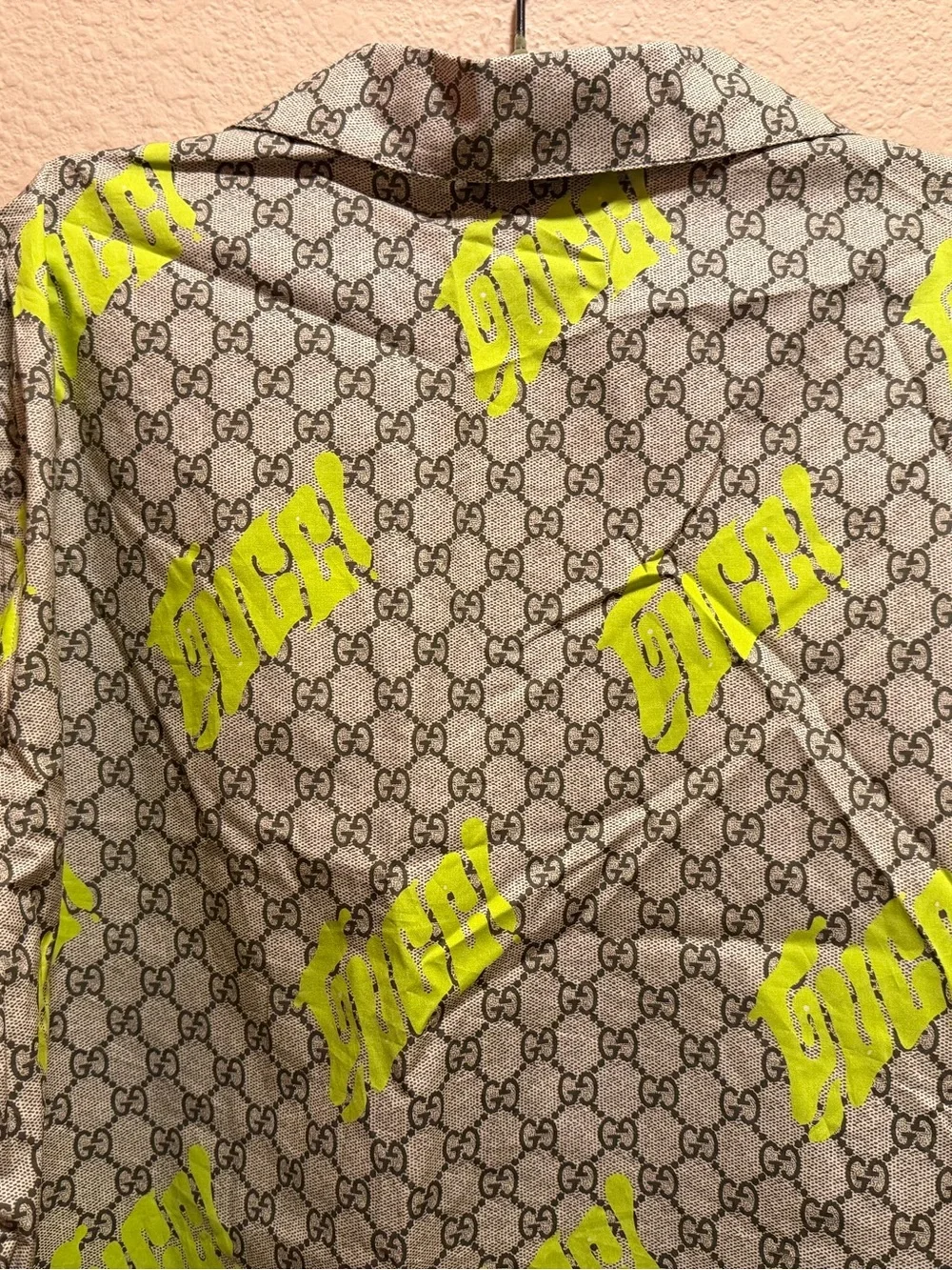 New Authentic Gucci GG Logo Button Up Shirt Brown Size IT 54 / US L
